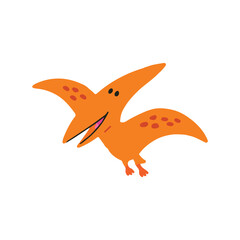 Cute Pterodactyl Flying Dinosaur Cartoon Flat Vector Illustration Graphic Element © Hellotatary