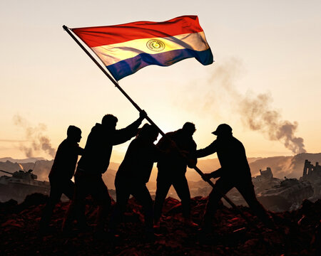 National Flag Waving on flagpole, with isolatd white background