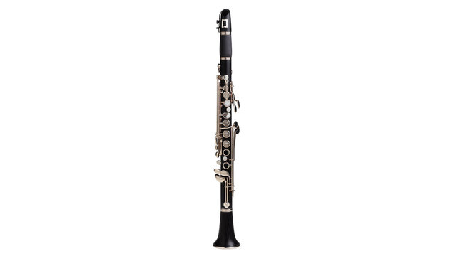 Black wooden clarinet with silver keys