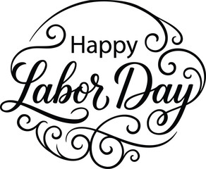 Happy labor day calligraphy silhouette elegant typography for holiday greetings banners and september celebrations isolated on transparent background © Shanta Akter Ahk