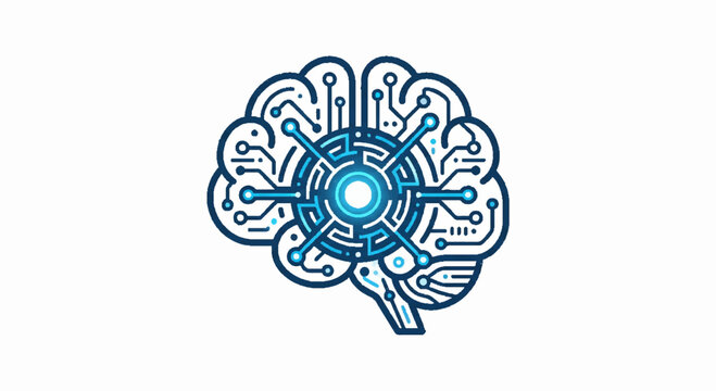 Artificial intelligence brain halftone dot pattern background