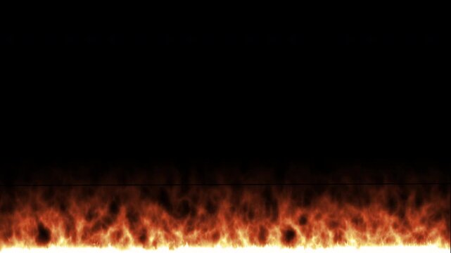 Cinematic realistic fire burning lower third border overlay background