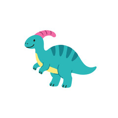 Fototapeta premium Parasaurolophus Dinosaur Character Flat Vector Illustration Isolated for Children Sticker
