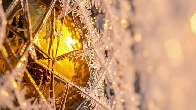 Golden Crystal Ornament with Warm Sparkling Light.