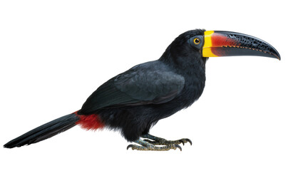 Obraz premium Black toucan with red rump and colorful beak