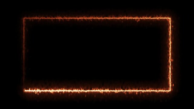 Abstract cinematic orange fire burning border frame loop background