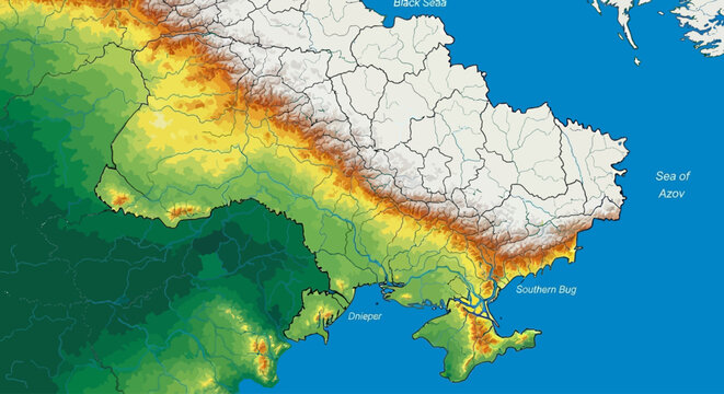 Heatmap of a region's temperature gradient.