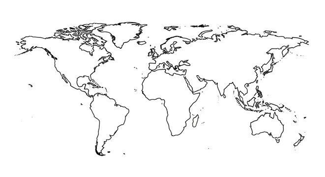 World Map Outline Illustration.