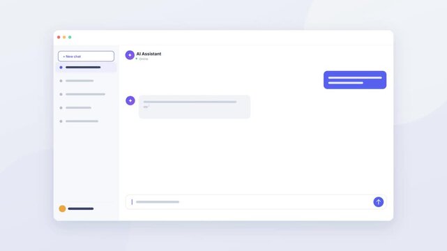 AI chatbot assistant chat interface with conversation message bubbles and text input field online