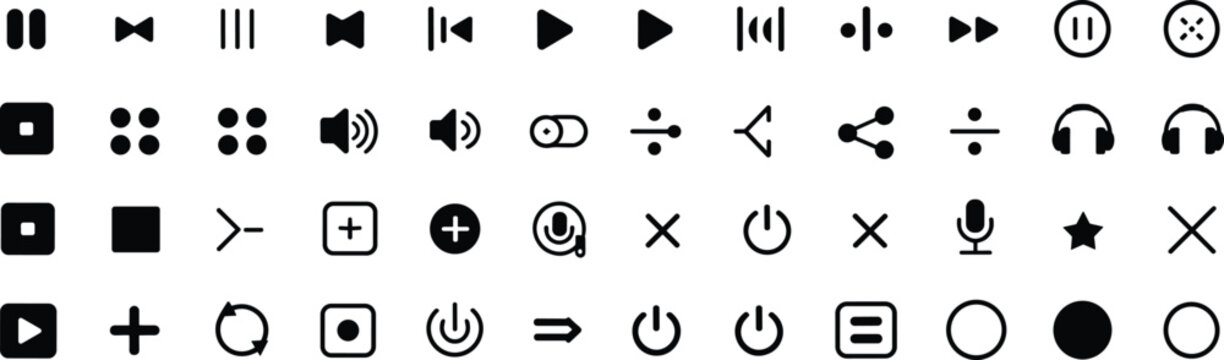 Media Control and Interface Icons Collection Set