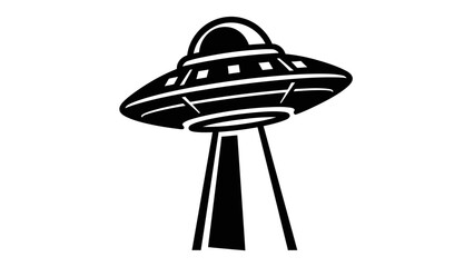 Black and White UFO Flying Saucer Icon © kiki__