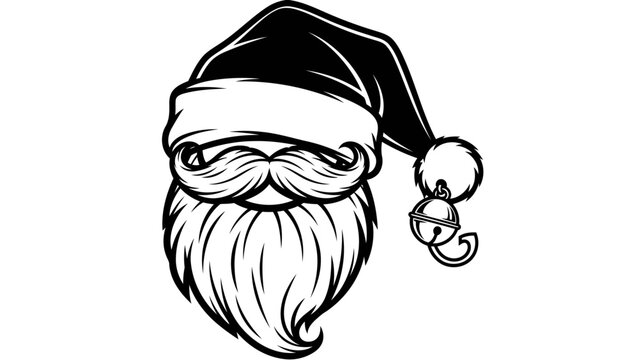 Santa Claus Beard and Hat Illustration with Jingle Bell