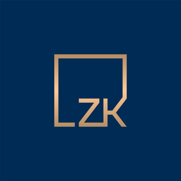  ZK monogram logo inside square frame.