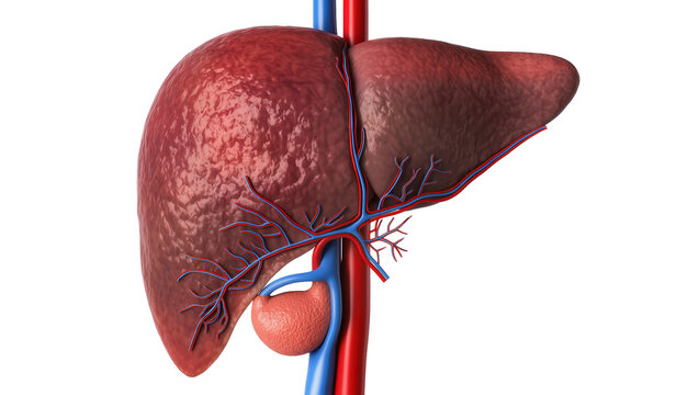 Human liver with gallbladder and major blood vessels
