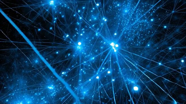 Exploring bright blue connections and patterns in digital space