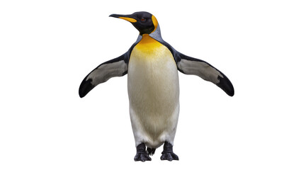 King penguin with wings spread wide, facing forward © Hannah
