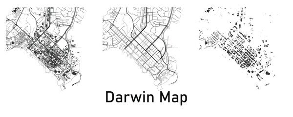 Obraz premium Darwin Street Map Collection with Urban Road Network and City Layout Vector Illustration