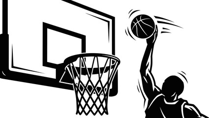Basketball Player Slam Dunking Illustration © kiki__