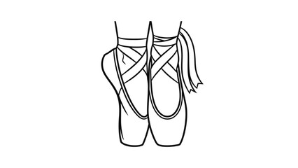 Black and White Line Art Illustration of Ballet Pointe Shoes © kiki__