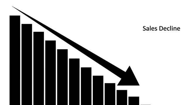 Black and White Sales Decline Graph Illustration
