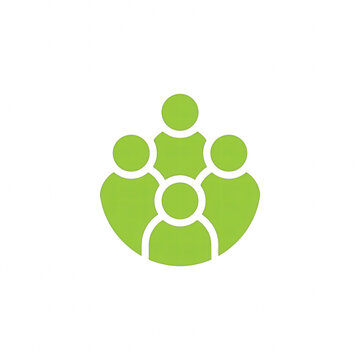 Green group people icon on black background