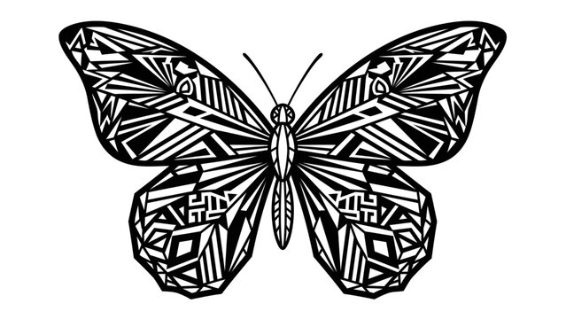 Abstract Geometric Butterfly Line Art Illustration