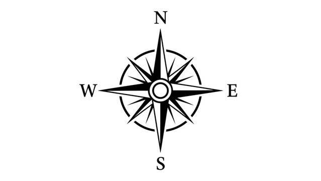 Classic Nautical Compass Rose Icon with Cardinal Directions