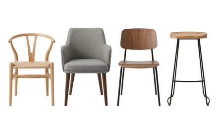 Obraz premium Modern wooden and upholstered chairs furniture collection