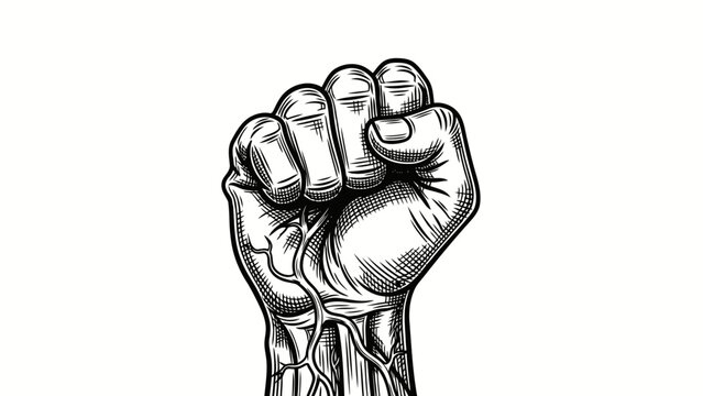 Graphic Illustration of a Raised Clenched Fist for Protest or Empowerment
