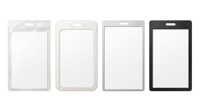 Blank plastic id badge holders with white card insert