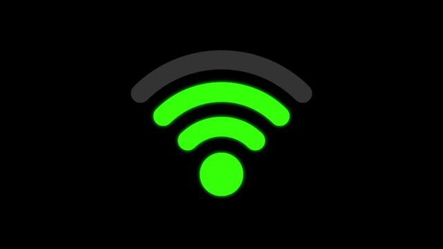 Green Wifi Wireless Signal Icon Alpha Channel Seamless Loop
