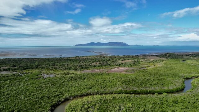 Cinematic aerial footage of Wunjunga near Ayr Queensland, Australia