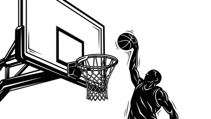 Basketball Player Slam Dunking Illustration © kiki__