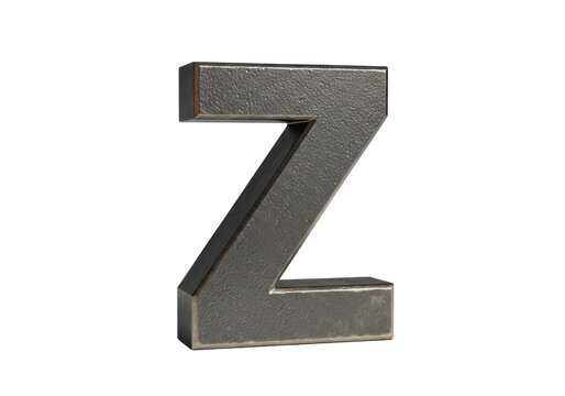 3D Letter Z iron PNG clean transparent background