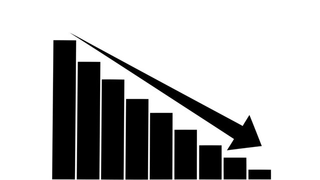 Black Bar Graph With Downward Trend Arrow