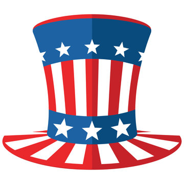Uncle sams hat with american flag stripes and stars for patriotic celebrations