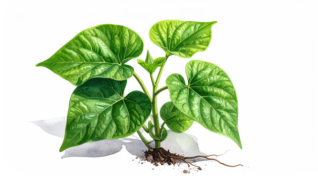 Healthy Green Plant with Roots Growing in Soil for Nature and Gardening