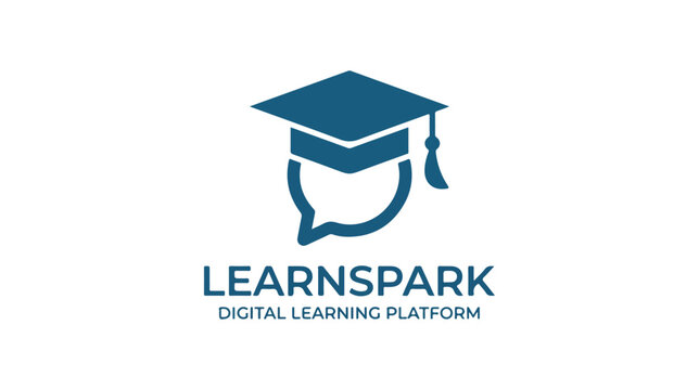 Minimalist blue logo design for LearnSpark digital learning platform.