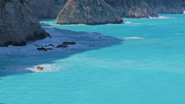 Amazing Panorama of Lefkada Coastline near Porto Katsiki beach, Ionian Islands, Greece