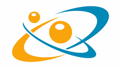 Abstract planet orbit logo with yellow swoosh. © Muchyar Design