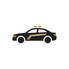 Fototapeta premium Minimalist police car icon on black background