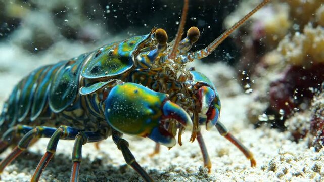 Peacock Mantis Shrimp Underwater Scene.