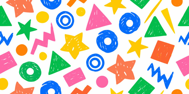 Geometric shapes and zigzag lines a retro memphis style pattern