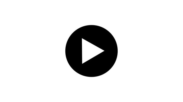 Play button icon animates within a circular shape on white background