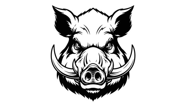 Aggressive Wild Boar Head Mascot Vector Illustration