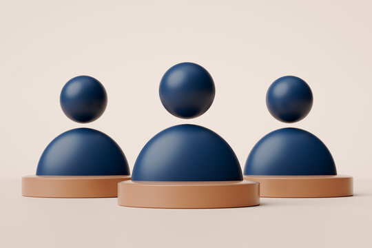 Teamwork concept with abstract navy blue user icons