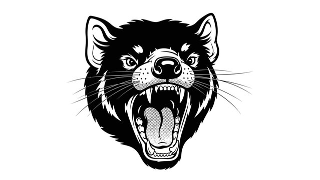 Aggressive Tasmanian Devil Head Mascot Logo Illustration