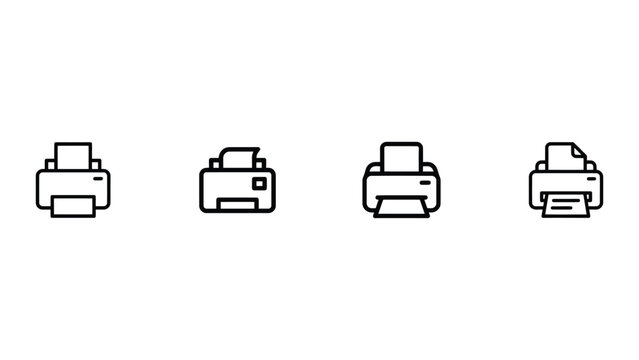 Print interface icons, office printer and document output symbols vector artwork application design package set for productivity today