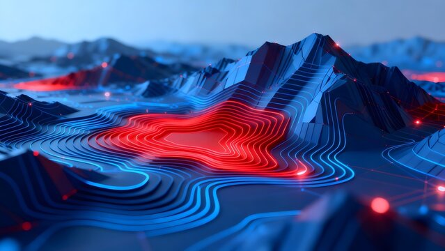Abstract digital mountain landscape