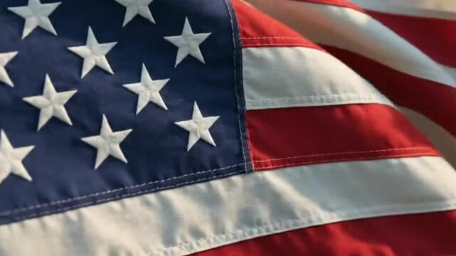 Close up of the american flag waving